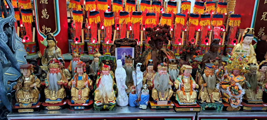 Statues displayed for the deconsecration ceremony in Daitian Gong