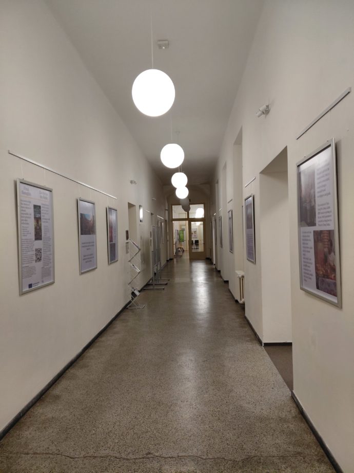 The corridor of the department where the onsite exhibition was displayed
