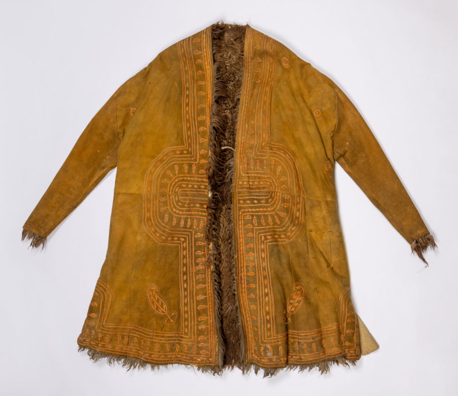 A 20th-century Iranian Khirqa (robe)Sheepskin embroidered with cotton thread