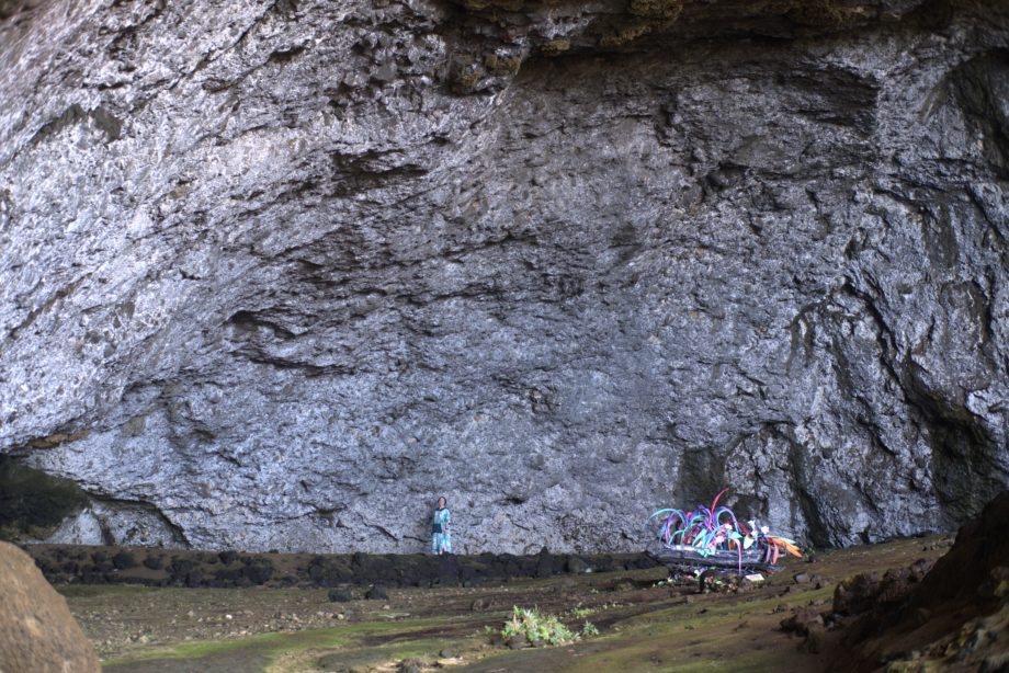 My friend (approximately 150 cm tall) standing at the end of the cave