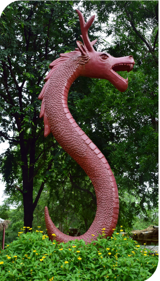 Ayyanar terracotta horses installed at boundary space in the Mythological Trail, IGRMS.